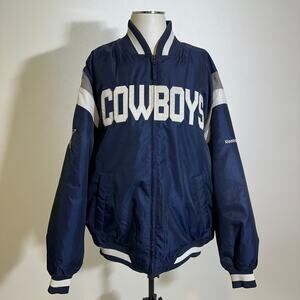 Dallas Cowboys Reebok NFL Team Apparel Bomber Jacket Mens Size Medium M Vintage